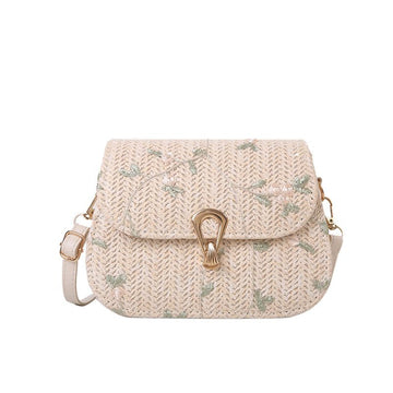 Tajade Lace Flower Woven Saddle Straw Bag
